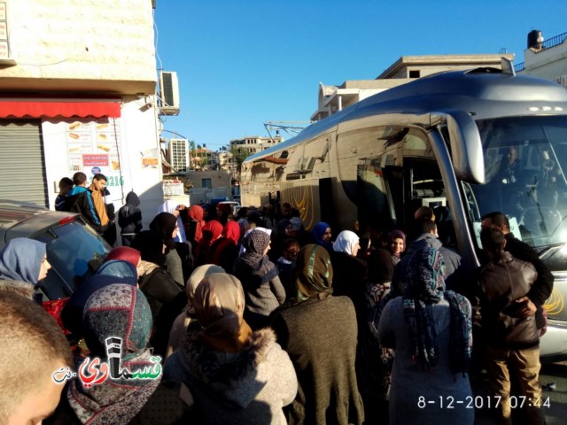  كفرقاسم :الفوج الاول من عمرات الشتاء وحافلة الاداري سامر الدعدوع يغادرون البلدة باتجاه الديار الحجازية  